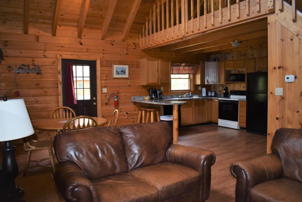 Two-bedroom log cabin in West Virginia.