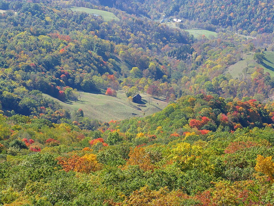Germany Valley in West Virginia as the tree leaves turn to fall colors.